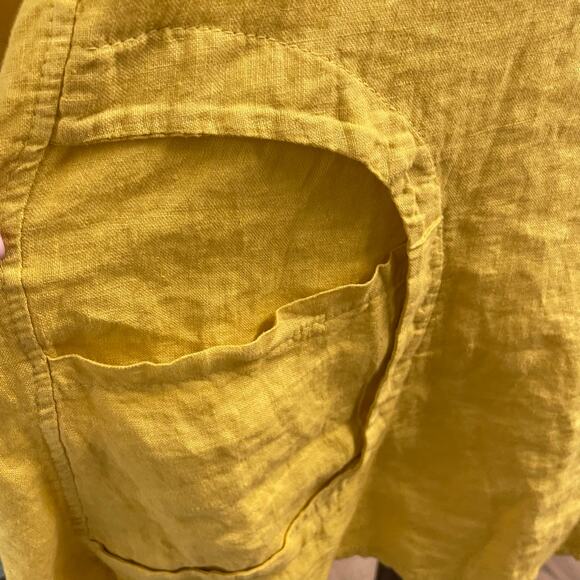 Transparente Linen Top Size Large XL Yellow Tunic Lagenlook Casual Minimalist - Picture 2 of 4